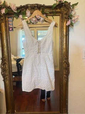 Forloveandlemons White Eyelet Lace Sundress with Lace-Up Front